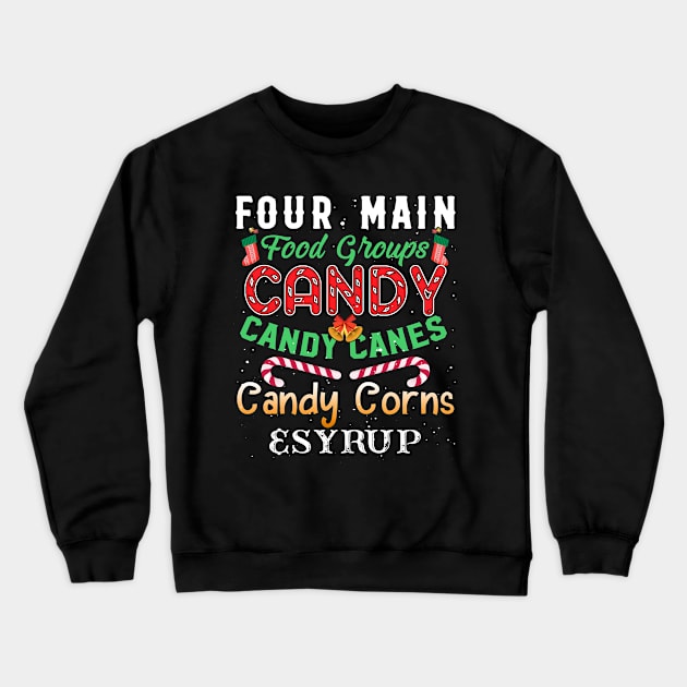 Four Main Food Groups Elf Buddy Christmas Pajama Xmas Crewneck Sweatshirt by lenaissac2